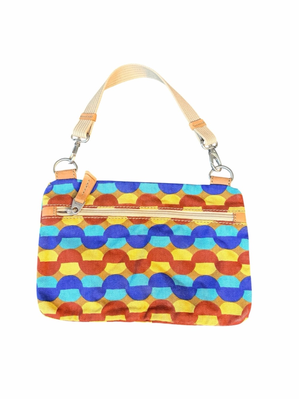 Fossil Multicolor Geometric Mini Wristlet - Blue, Yellow, Red, Turquoise